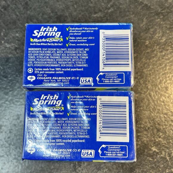 6 Bars IRISH SPRING Moisture Blast Hydro Bead Soap No Flaxseed 4 oz Each - Picture 3 of 5